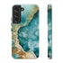 Aquamarine inspired Geode in Watercolor - Impact Resistant Phone Case Samsung Galaxy S22 Glossy